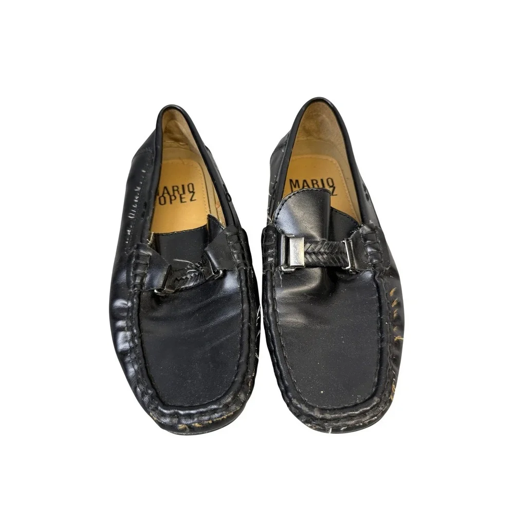 Mario Lopez Shoes Boys Size 4 Black Loafer‎ Dress Slip On Synthetic JUDE-055
